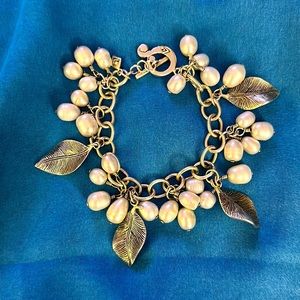 Silpada retired silver, freshwater pearls, leaves, Cha Cha bracelet